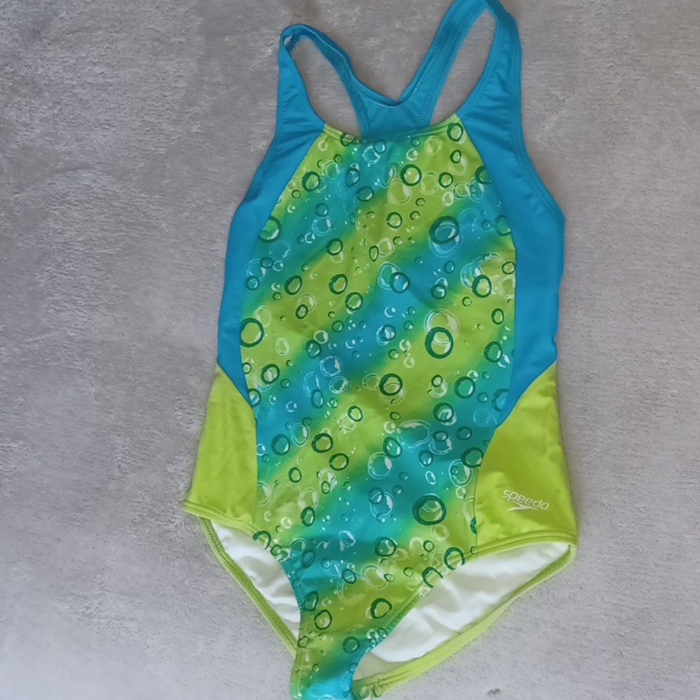 Girls size 12 Speedo Swimsuit. Green and Blue
